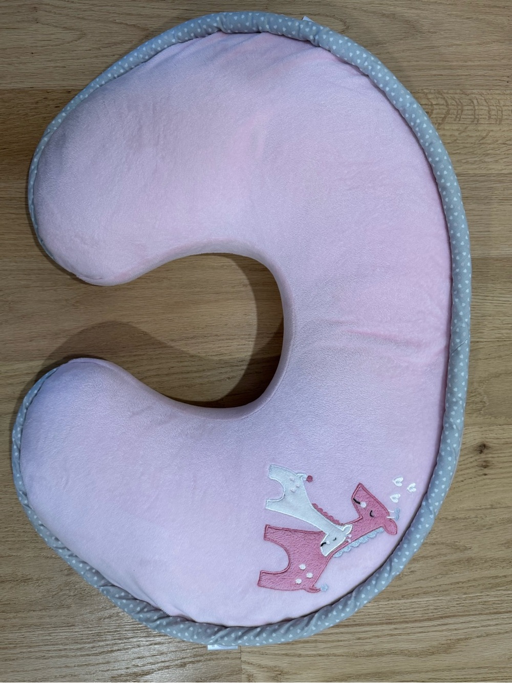 Boppy Pink Nursing Pillow with Gray Polka-Dot Trim